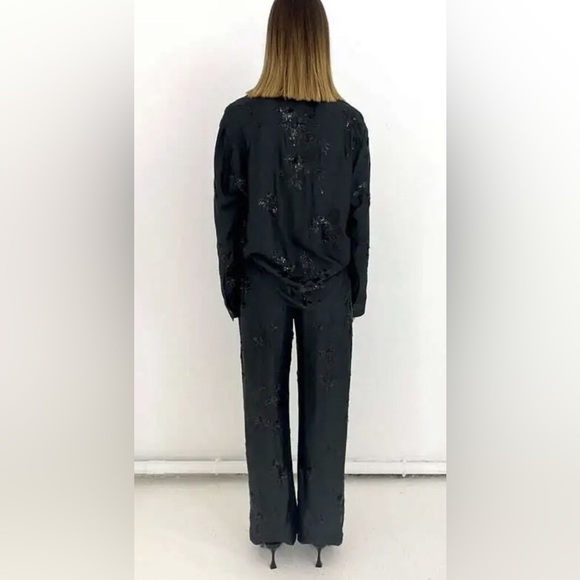 NWT Black Floral Embellished Pants - Picture 17 of 17